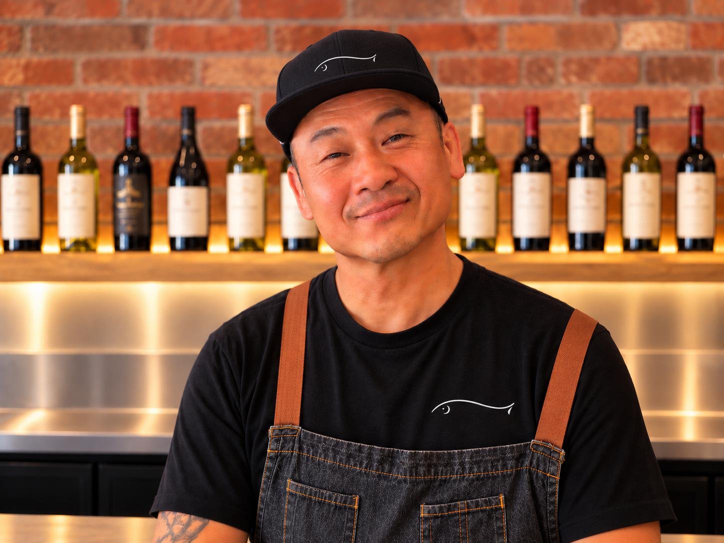 Encore Sushi chef at the bar on Cedros Ave